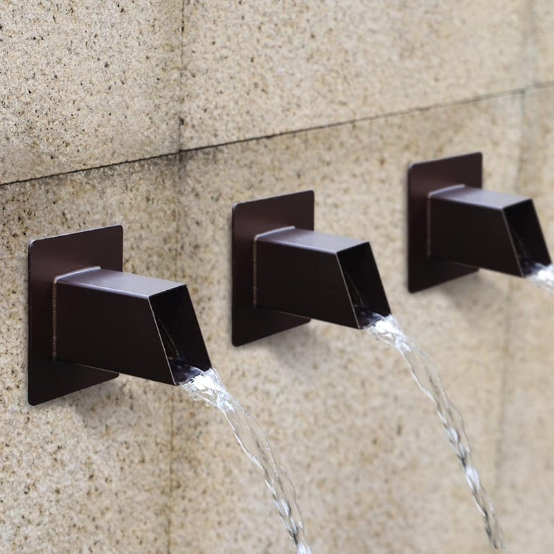 PONDO 2" Square Water Fountain Spout Scupper, 316 Stainless Steel Spillway w/Construction Spray Baffle for Pools, Ponds, Water Walls, Fountains (Brown) - Image 2